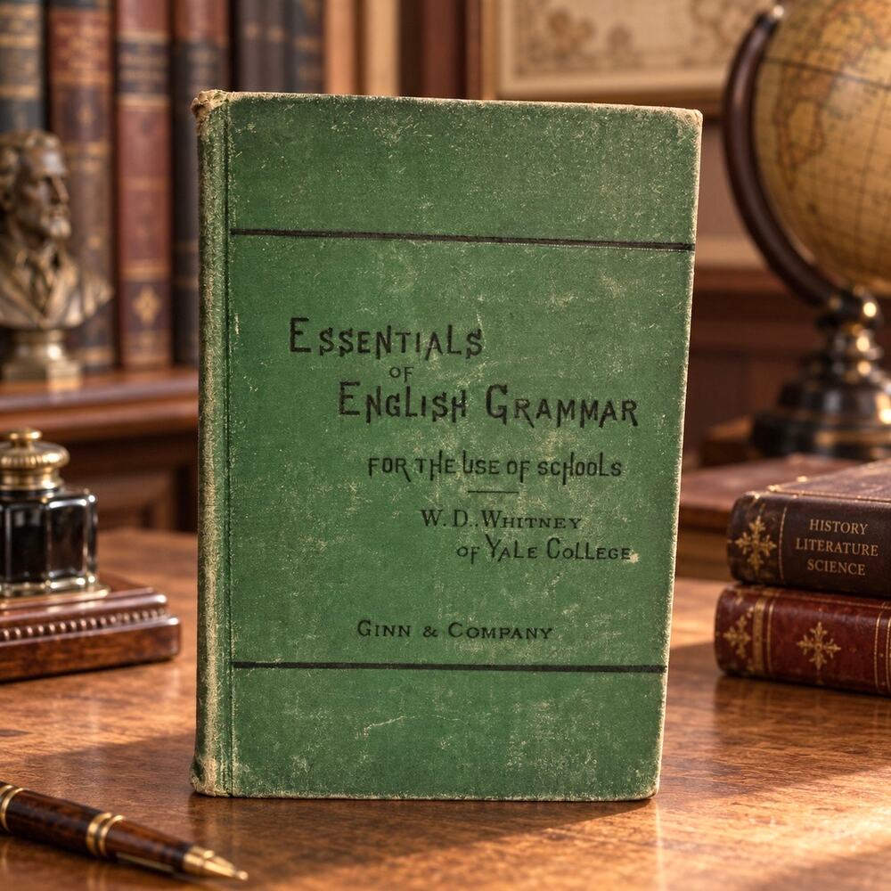 1898 Essentials of English Grammar W.D. Whitney Antique School Book Ginn